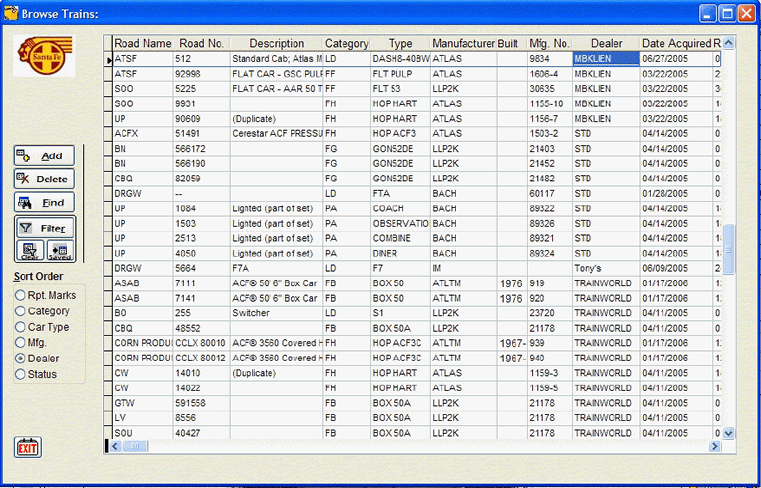 Browse Model Railroad Inventory