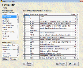 filter model railroad inventory